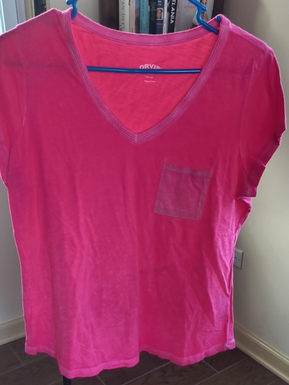 Orvis Women's Bright Pink V-Neck Pocket Tee